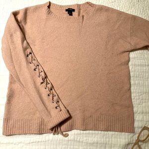 Nordstrom Halogen Sweater with laces detail on sleeves.
